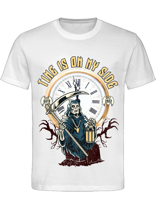 Sensenmann bedrucktes Baumwoll-T-Shirt Top lustiges Männershirt im Retro Design - Herren Shirt