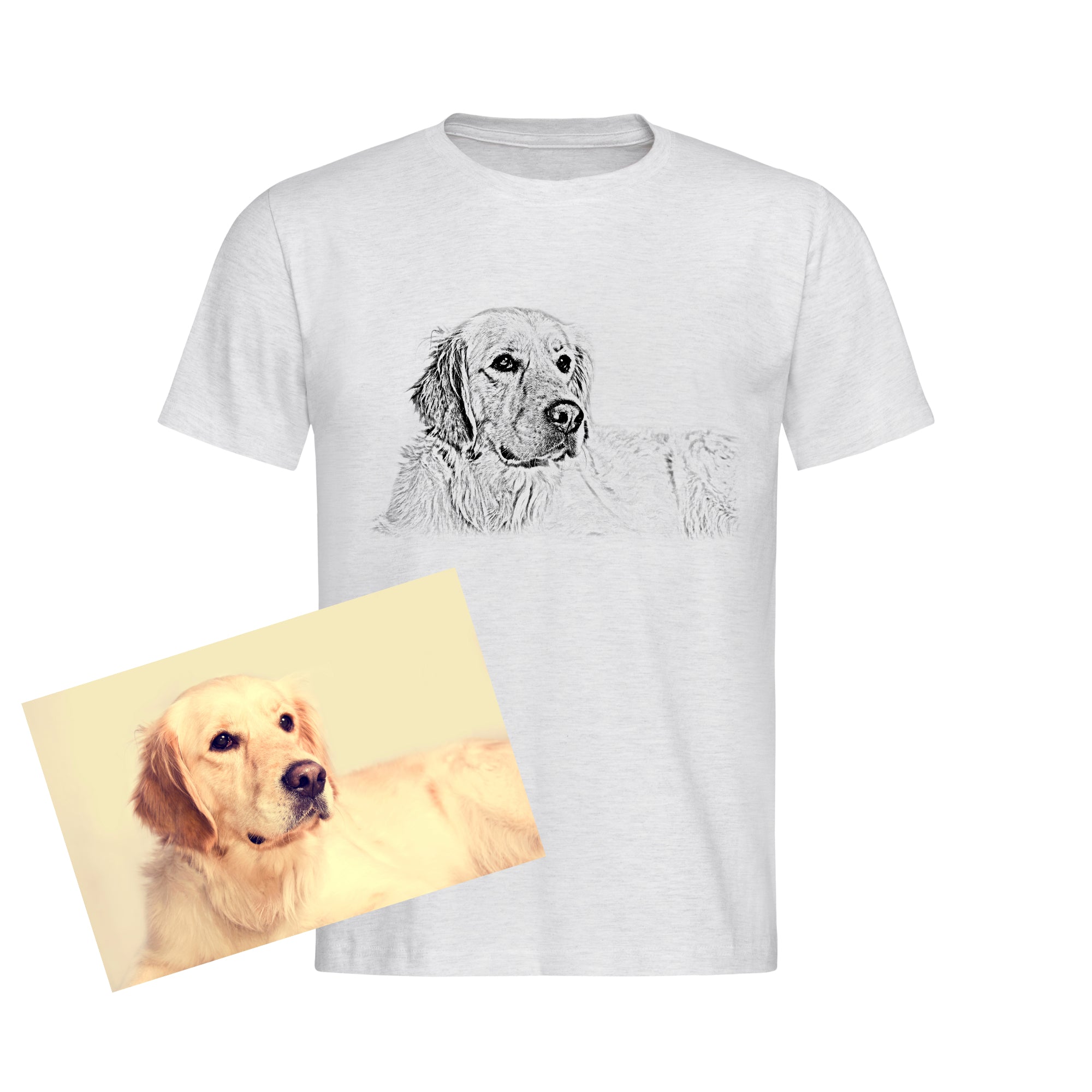 Dein Foto als Zeichnung digital Porträt - künstlerische Bleistiftzeichnung (digital Artwork) - Fotogeschenk Kinder T-Shirt - Familie, Freunde, Haustiere