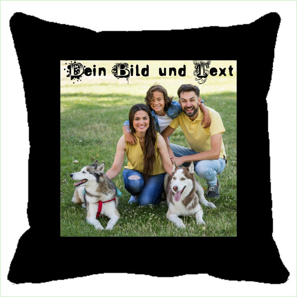 Have pillows printed | Design your own photo cushion | Personalized | 100% cotton ÖkoTex | Pillowcase without filling | Color Black