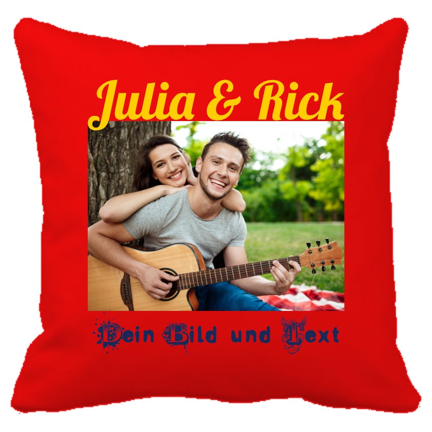 Have pillows printed | Design your own photo cushion | Personalized | 100% cotton ÖkoTex | Pillowcase without filling | Color Red